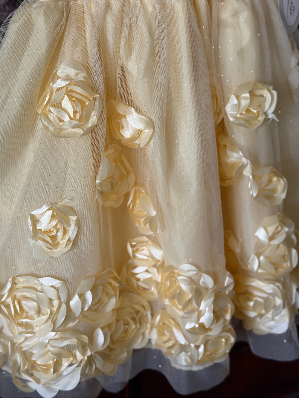 Yellow Floral Tulle Girls' Dress - Picture 10 of 16